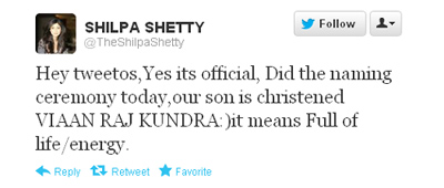 Shilpa Shetty names son Viaan